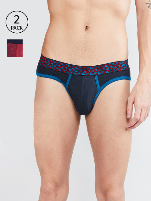 

max Men Pack Of 2 Solid Basic Briefs, Navy blue