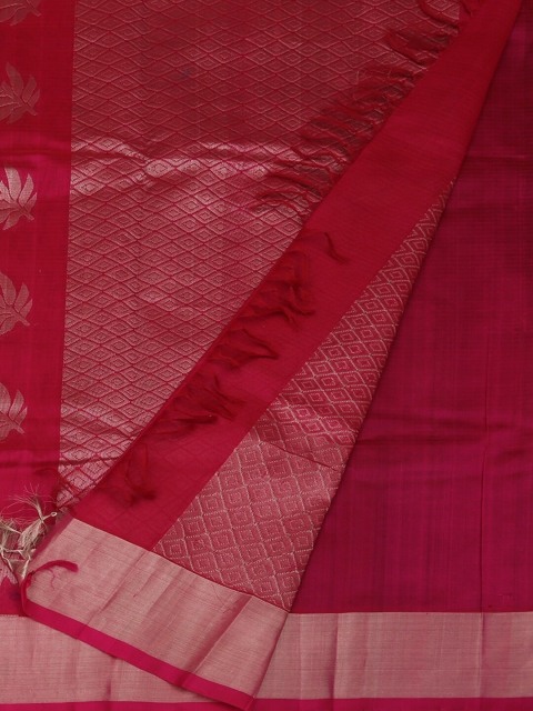

Pothys Navy Blue & Red Cotton Blend Woven Design Saree