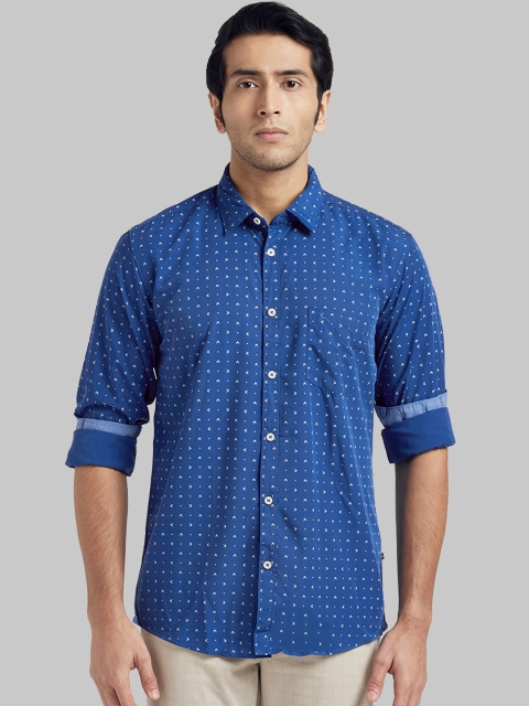 Parx Men Blue & White Regular Fit Printed Casual Shirt