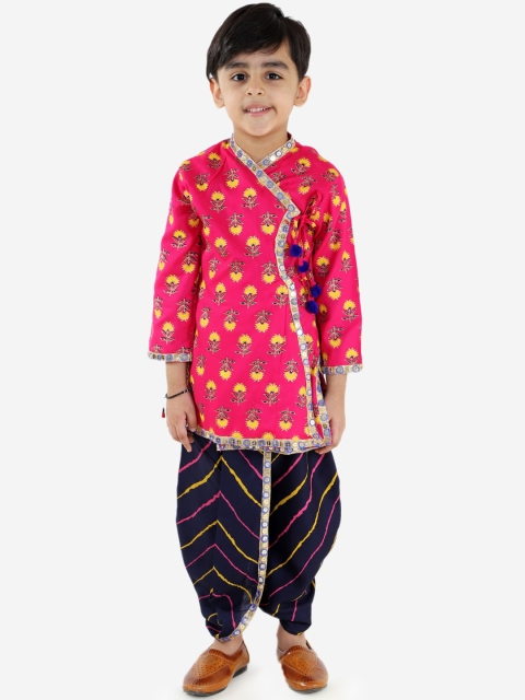 

KID1 Boys Pink & Navy Blue Printed Kurta with Dhoti Pants