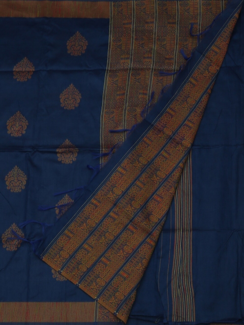 Pothys Blue & Gold Jute Silk Woven Design Saree