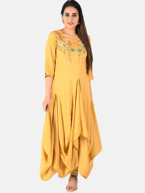 

Neerus Women Mustard Yellow Embroidered Anarkali Kurta