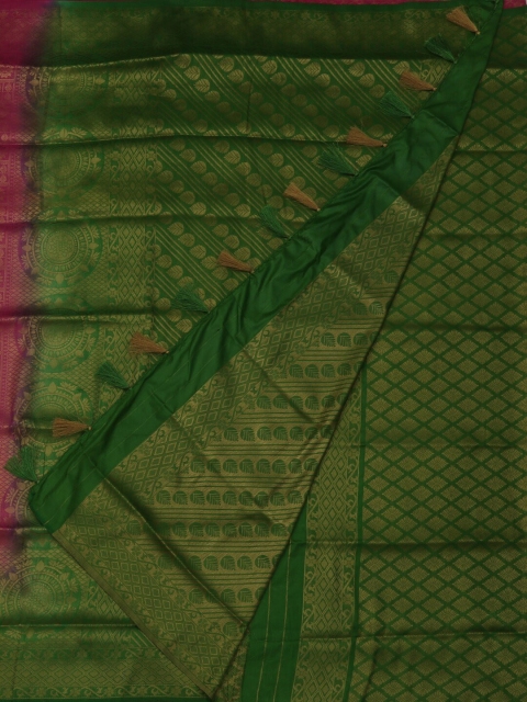 Pothys Pink & Green Jute Silk Woven Design Saree