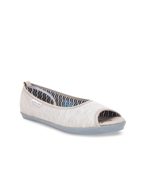 

Bata Women Grey Solid Fabric Ballerinas