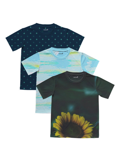 

mezmoda Girls Pack Of 3 Printed Round Neck T-shirts, Green