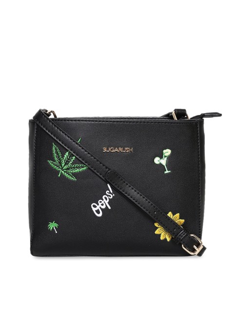 

Sugarush Black Printed Sling Bag