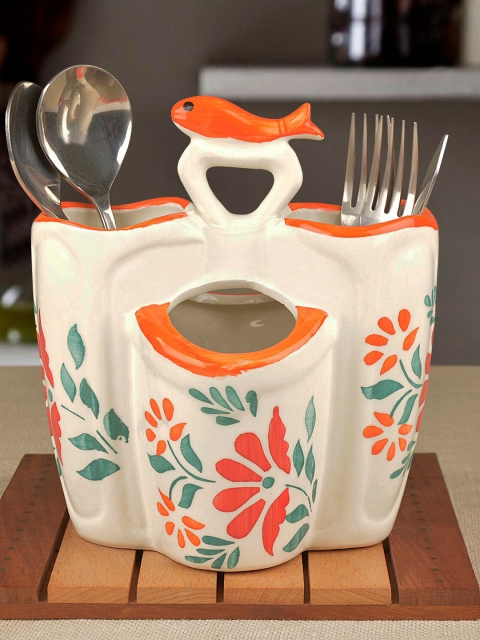 

StyleMyWay Orange & Blue Hand Painted Ceramic Cutlery Holder