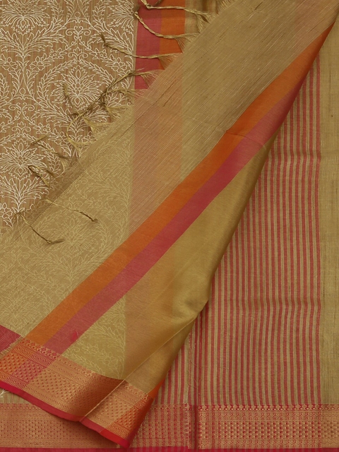 

Pothys Beige Printed Art Silk Saree