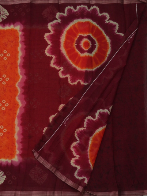 

Pothys Orange & Maroon Jute Silk Dyed Saree