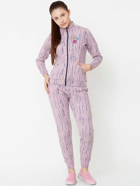 

Sweet Dreams Women Pink & Navy Blue Printed Tracksuit