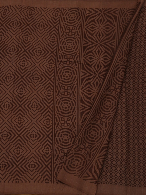 

Pothys Brown Printed Linen Blend Saree