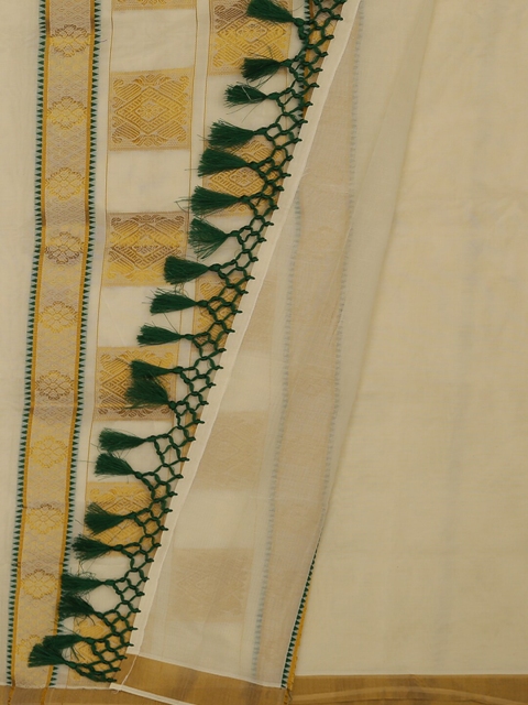 

Pothys Cream-Coloured Solid Pure Cotton Saree