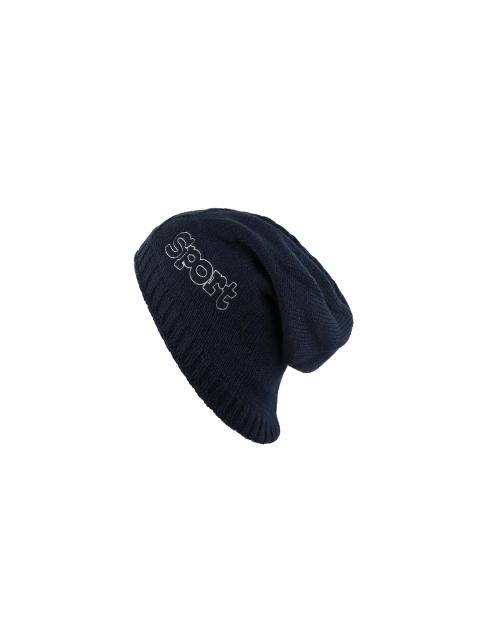 

Bunnywave Unisex Navy Blue Self Design Beanie