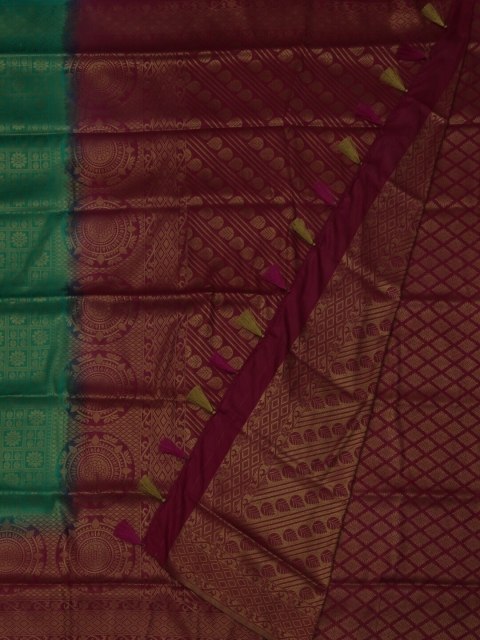 

Pothys Green & Maroon Jute Silk Woven Design Saree