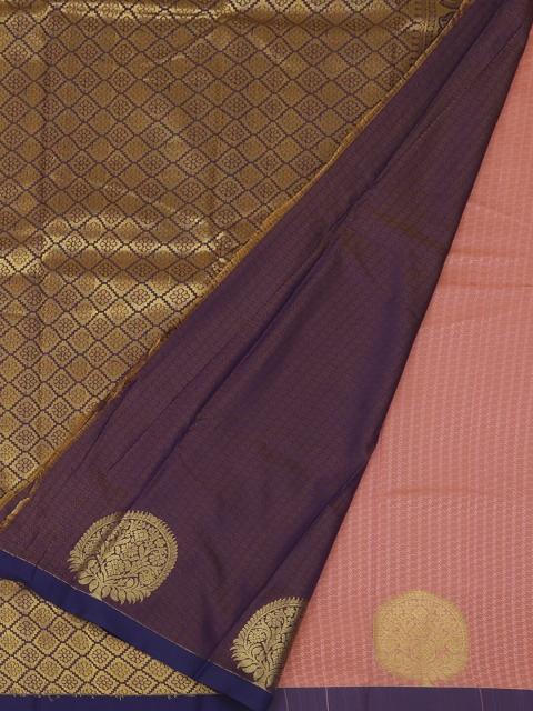 

Pothys Peach-Coloured & Gold-Toned Art Silk Woven Design Saree