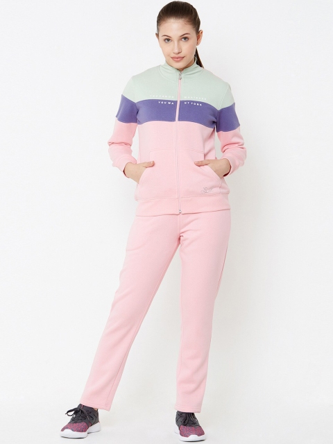 

Sweet Dreams Women Pink & Green Colourblocked Loungewear Tracksuit
