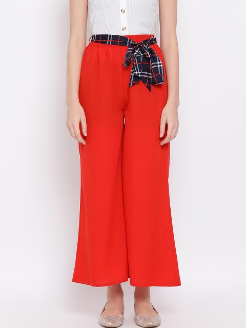

ALL WAYS YOU Women Red Solid Flared Palazzos