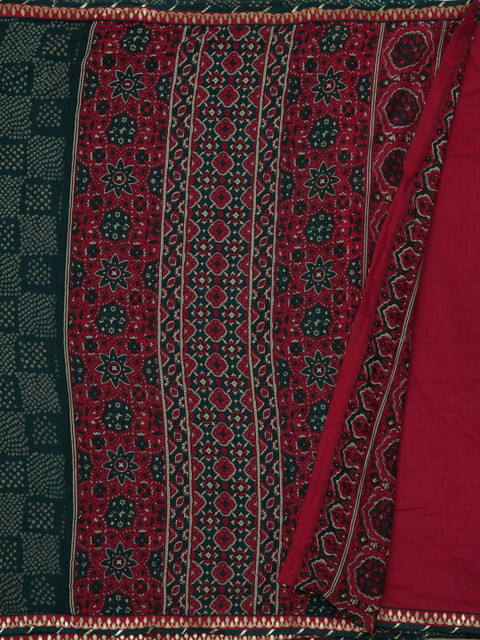 

Pothys Green & Red Poly Georgette Printed Saree
