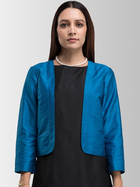 

FableStreet Women Blue Printed Lightweight Open Front Jacket