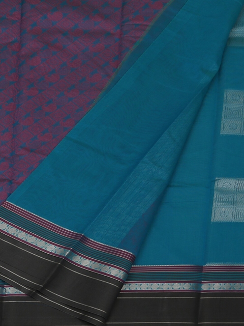 Pothys Blue & Pink Silk Cotton Woven Design Saree
