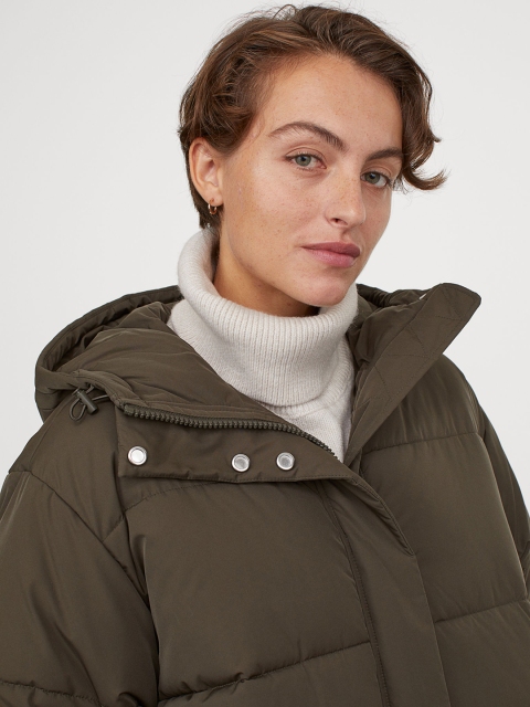 

H&M \ Green Solid Women Puffer Coat