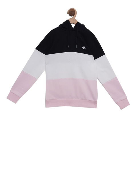 

Mode by Red Tape Girls Black & White Colourblocked Hooded Sweatshirt