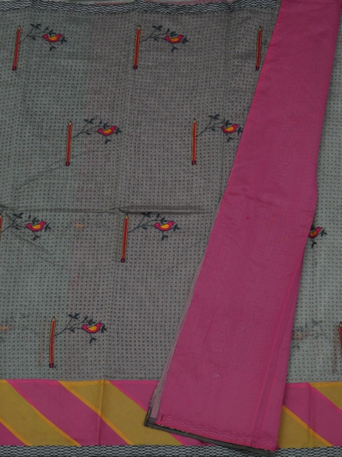 

Pothys Grey Printed Supernet Saree