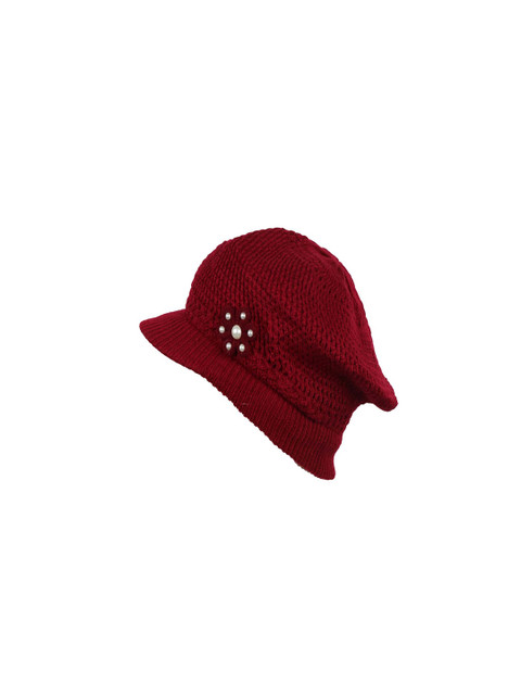 

Bunnywave Women Red Self Design Beanie