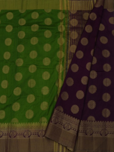 

Pothys Green & Violet Jute Silk Woven Design Saree