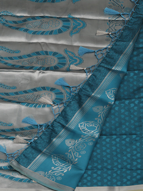 

Pothys Blue & Silver Art Silk Woven Design Saree
