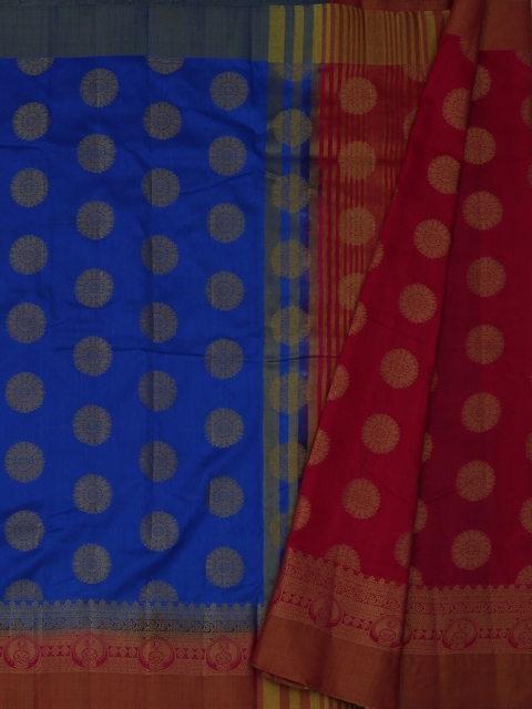 

Pothys Blue & Red Jute Silk Woven Design Saree