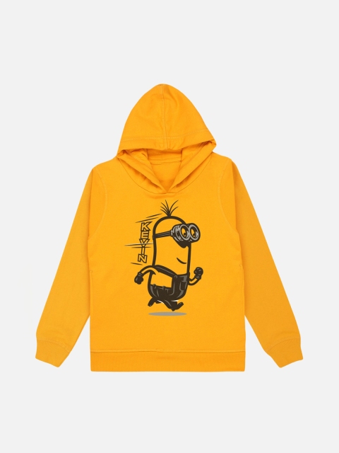 

Kids Ville Boys Yellow & Black Kevin Printed Hooded Sweatshirt