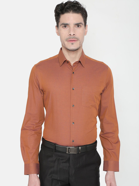 

J Hampstead Men Rust Slim Fit Solid Formal Shirt