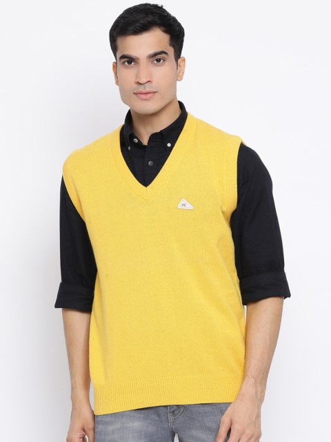

Monte Carlo Men Yellow Solid Sweater Vest Sweater