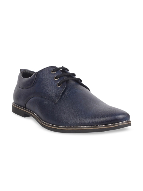 

Vardhra Men Navy Blue Leather Derbys