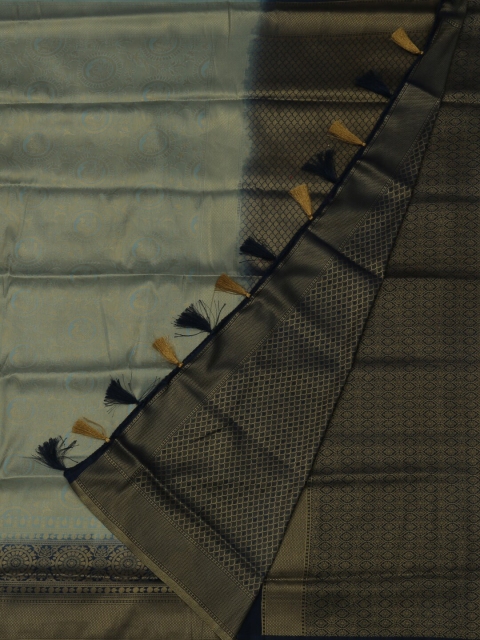 

Pothys Grey & Olive Green Jute Silk Woven Design Saree