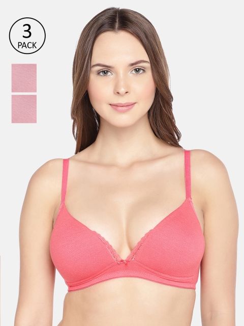 

Inner Sense Organic Cotton Antimicrobial Lace touch T-shirt Sustainable Bra(Pack of 3) ISB042, Multi