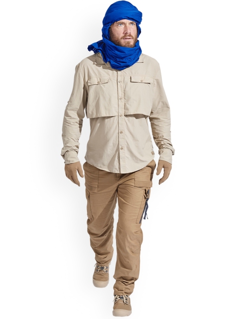 

FORCLAZ By Decathlon Men Beige Regular Fit Solid Desert Trekking Cargos