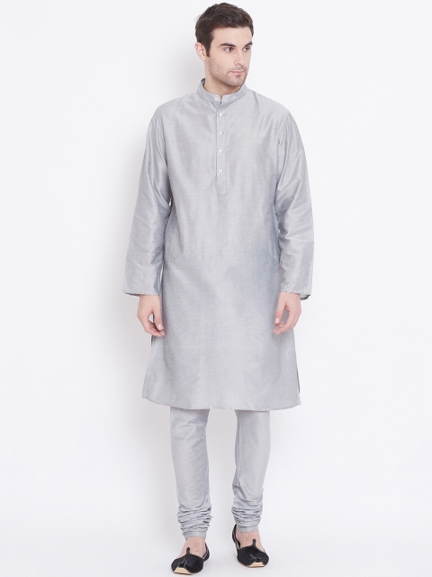 

Tulsattva Men Grey Solid Kurta with Churidar