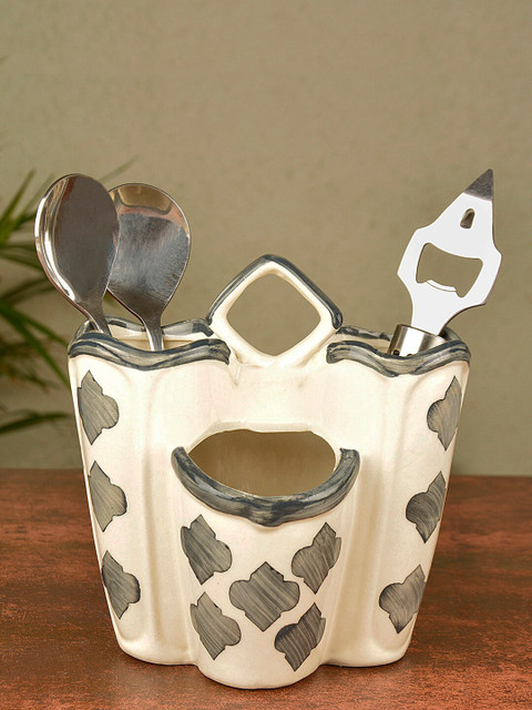 

StyleMyWay White & Grey Hand Painted Ceramic Cutlery Holder