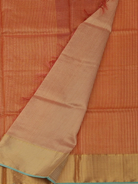 

Pothys Red Checked Jute Silk Saree