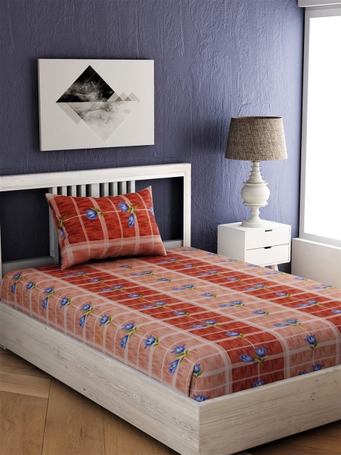 

EverHOME Multicoloured Floral 144 TC Cotton 1 Single Bedsheet with 1 Pillow Covers, Multi