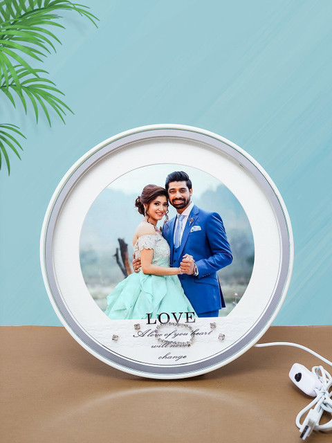 

Golden Peacock White LED Table-Top Photo Frame