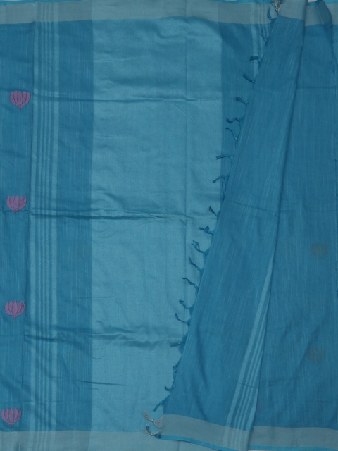 

Pothys Blue Embroidered Linen Blend Saree