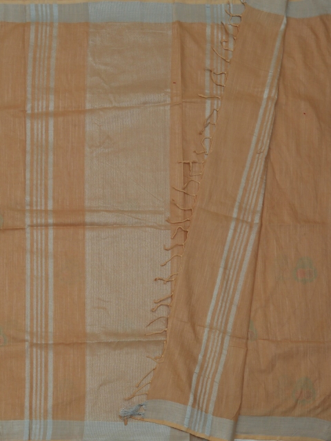 

Pothys Cream-Coloured Embroidered Linen Blend Saree