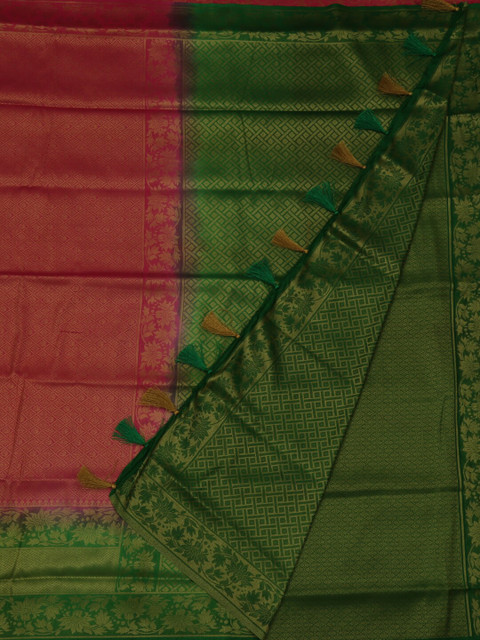 

Pothys Pink & Green Jute Silk Woven Design Saree