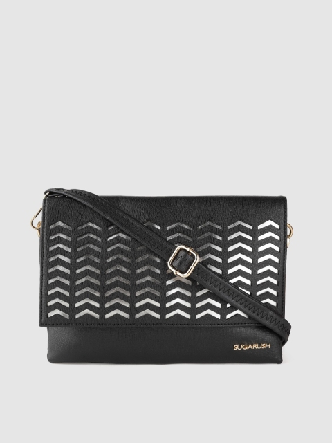 

Sugarush Black Self Design Sling Bag