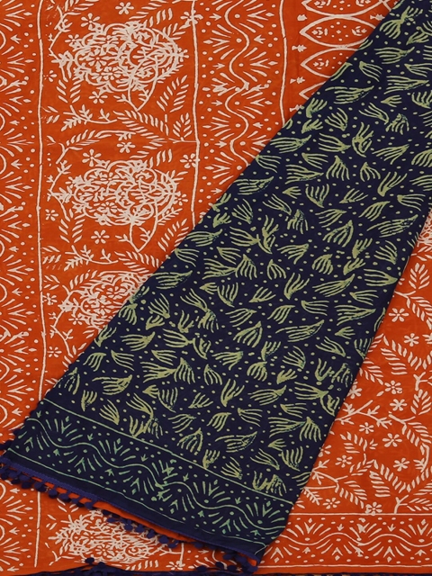 

Pothys Orange Printed Pure Cotton Saree