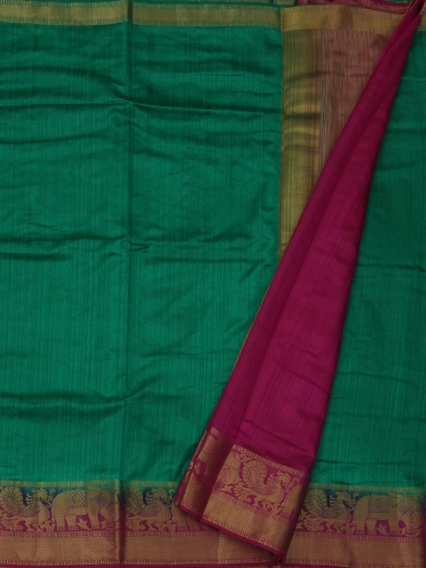 

Pothys Green Solid Jute Silk Saree