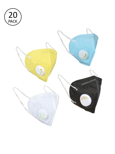 

OOMPH Unisex Pack of 20 Solid 5-Ply Anti-Pollution Reusable KNP5 Masks, White